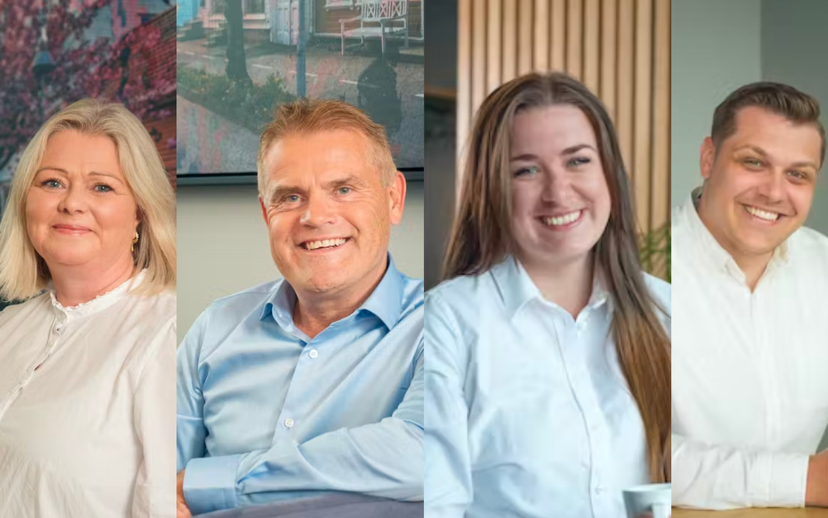 Fv: Vibeke Stavø Johnstone (52), Rolf Bjarne Lie (60), Julie Berg (25) og Mathias Omdal (27) 