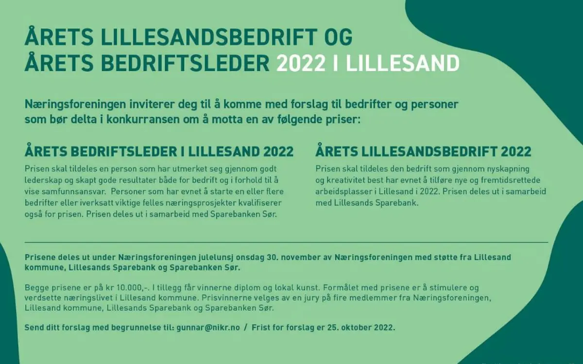 Send ditt forslag med begrunnelse til: gunnar@nikr.no - Frist 25. oktober.