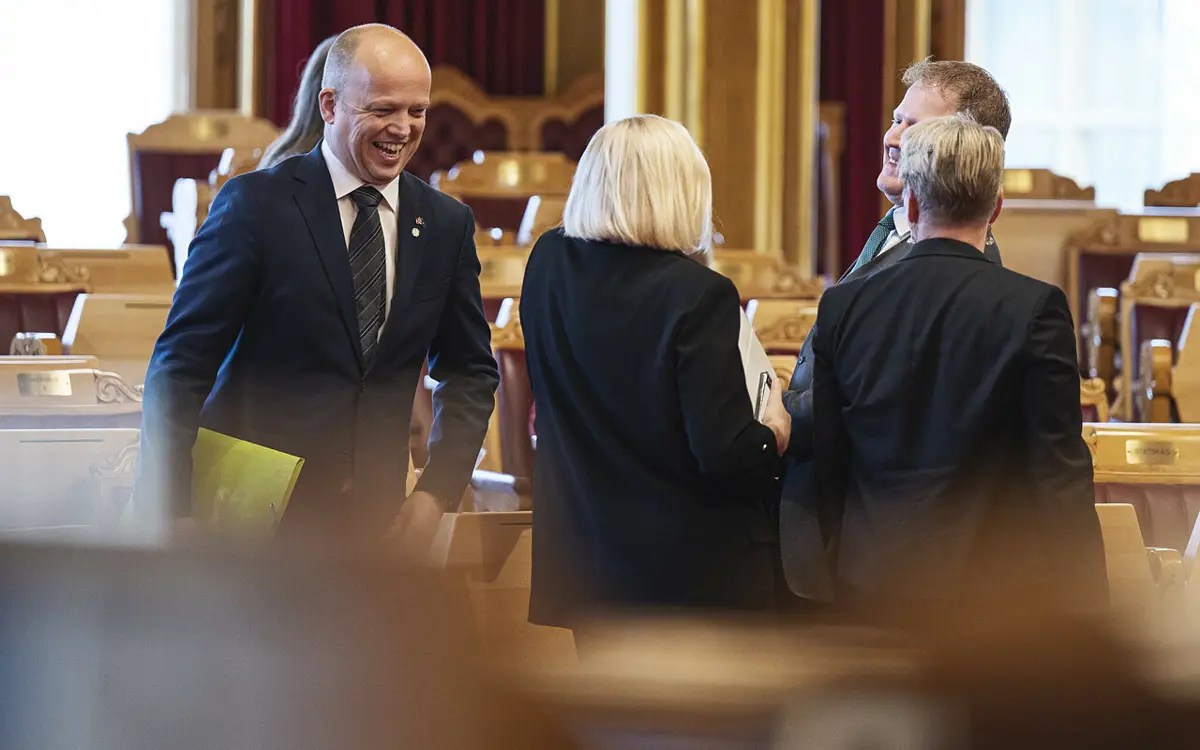 Finansminister Trygve Slagsvold Vedum (Sp) presenterte budsjettforslaget for 2023 på Stortinget, torsdag. Foto: Stortinget.no