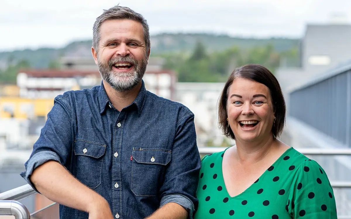 Trond Skjæveland og Eva Kvelland i Sparebanken Sør.