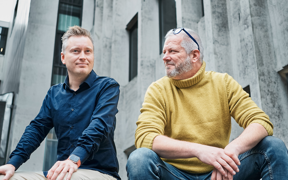 Fv: Byråleder i Aptum, Jørgen Hestås, og kreativ leder Erik Garaventa.