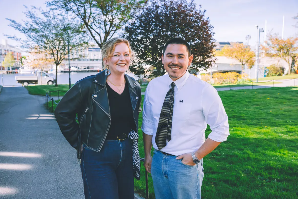 Fv: Markedssjef i Aanesland Treindustri, Karianne Aanesland, og rådgiver i NOSLEEPTILLBROOKLYN, Benjamin Werring