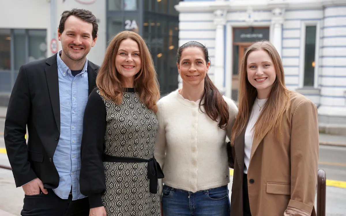 Fra venstre: Trygve Wigtil Skarpeteig (Klimapartnere Agder), Marianne Rodvelt (Global Compact Norge), Anne Kristine Peersen (Agder fylkeskommune) og Berit Høisen (Klimapartnere). 
