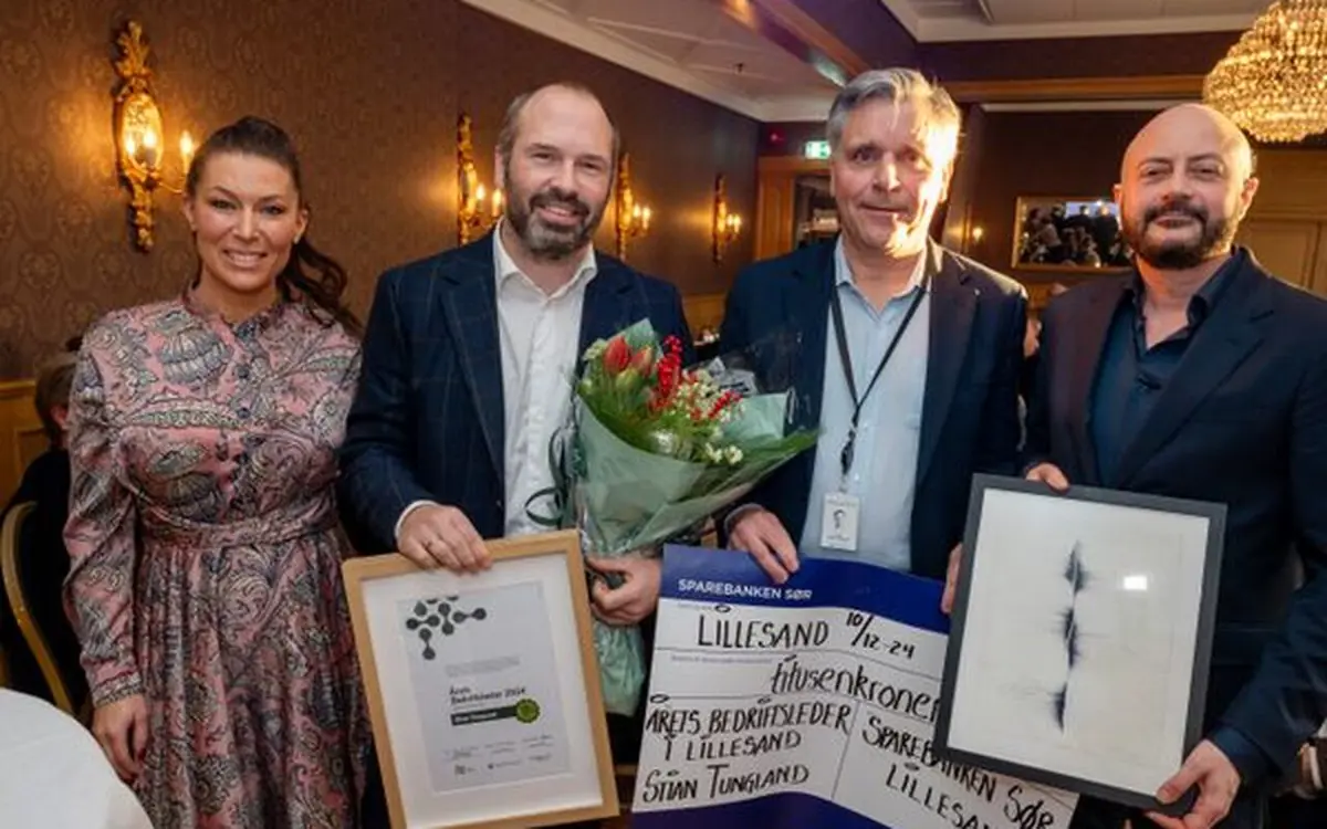 Stian Tungland på Strandhaven fikk prisen for årets bedriftsleder. (Foto:Christian Nørstebø/Lillesandsposten).