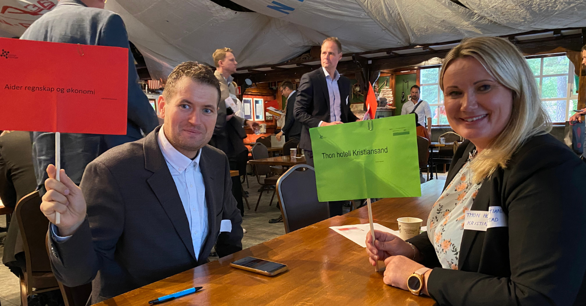 Rolf Eivind Berntsen fra Aider og Kristin Frigstad fra Thon Hotel Kristiansand