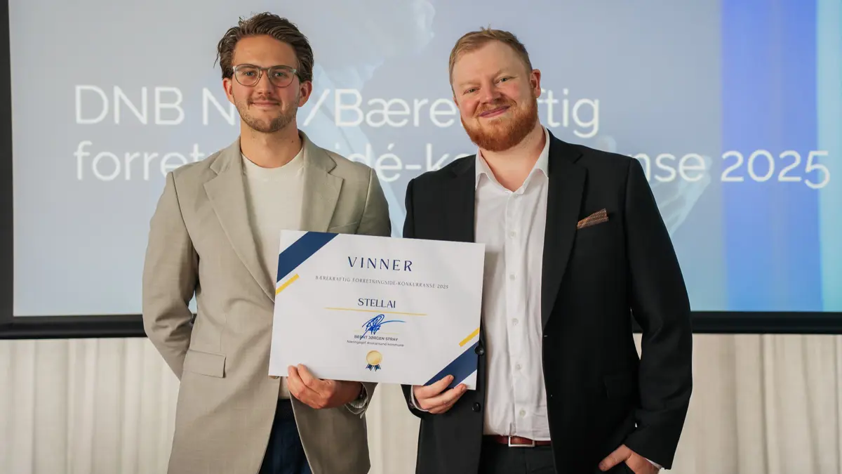 Fra venstre: Kristoffer Sand (COO) og Benjamin Torvund (CFO) i Stellai (Foto: South Coast Creative)