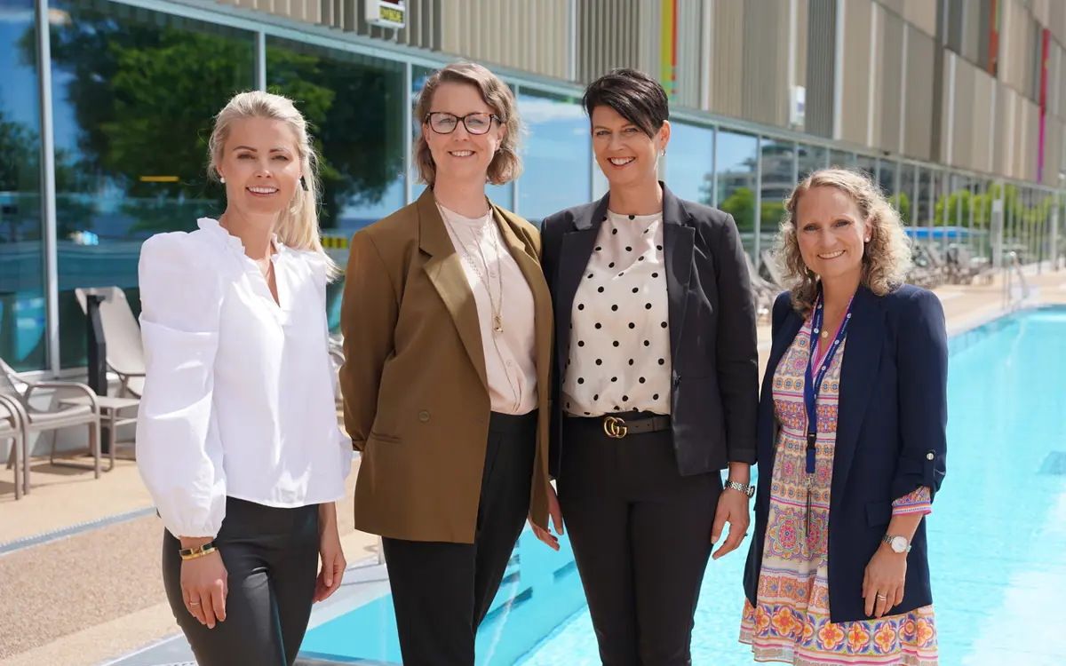 Fra venstre: Annette Reme (BRG), Marianne Høy Erikstad (Hennig Olsen Is), Anita Karlsen (Noroff University College) og Vibeke Holm Ruud (Aquarama). Foto: Håkon Repstad/Næringsforeningen.