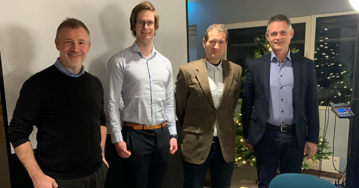 Fra venstre: Odd-Arild Skonhoft (Næringsforeningen), Kjetil Hammersbøen (Senior Regnskapsrådgiver i Aider), Rolf-Eivind Berntsen (Leder Forretningsutvikling og Marked i Aider Agder) og Trond Backer (Næringsforeningen).