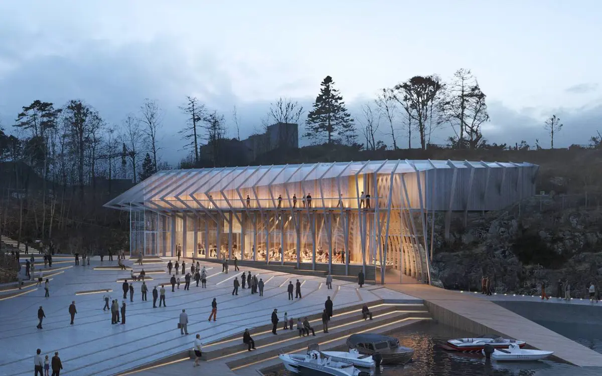 Det nye museumsbygget i Nodeviga skal stå klart for åpning sommeren 2028. Illustrasjon: Helen & Hard.