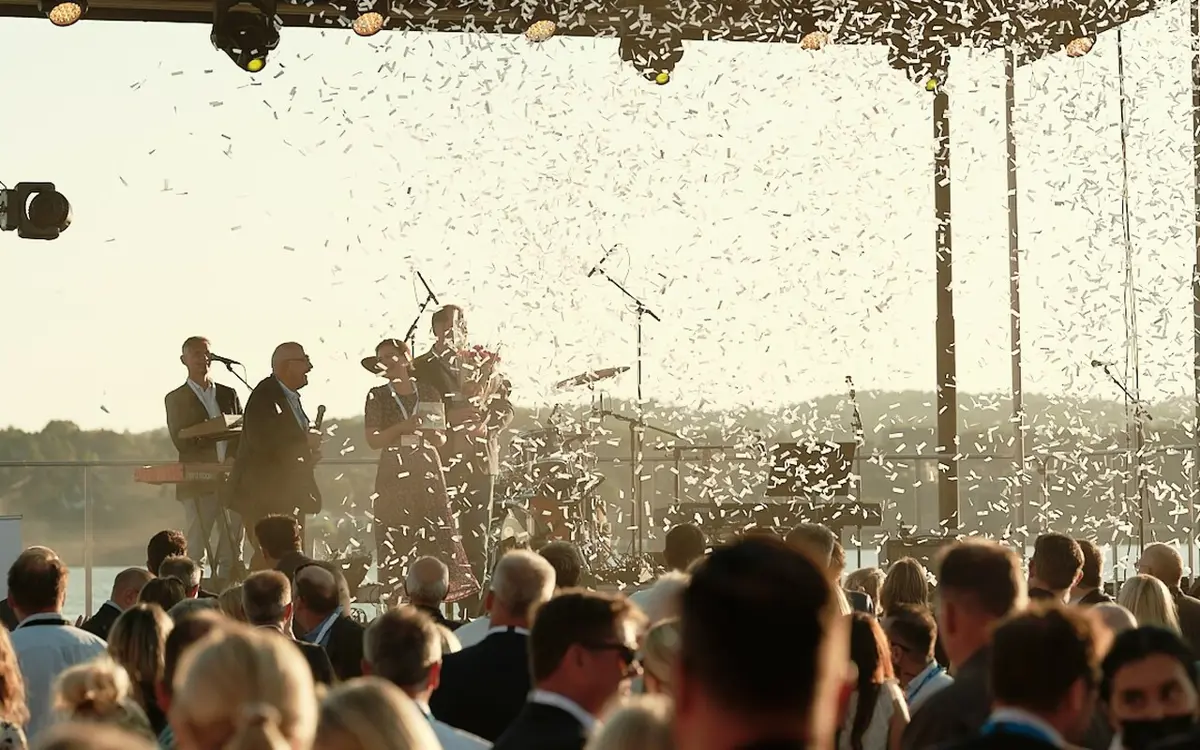 Det drysset konfetti over vinneren av Næringsforeningens pris for Årets bedrift under Havnefesten i fjor. Hennig-Olsen Is ble fjorårets vinner. Nå kan du nominere kandidater til både årets unge leder, årets bedrift og årets initiativ. Vinnerne kåres på Hagefesten 23. august.