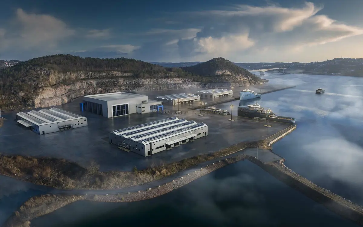 Illustrasjon av hvordan en base for drift og vedlikehold kan se ut på Kongsgård. Foto: Broomstick/Southwind AS