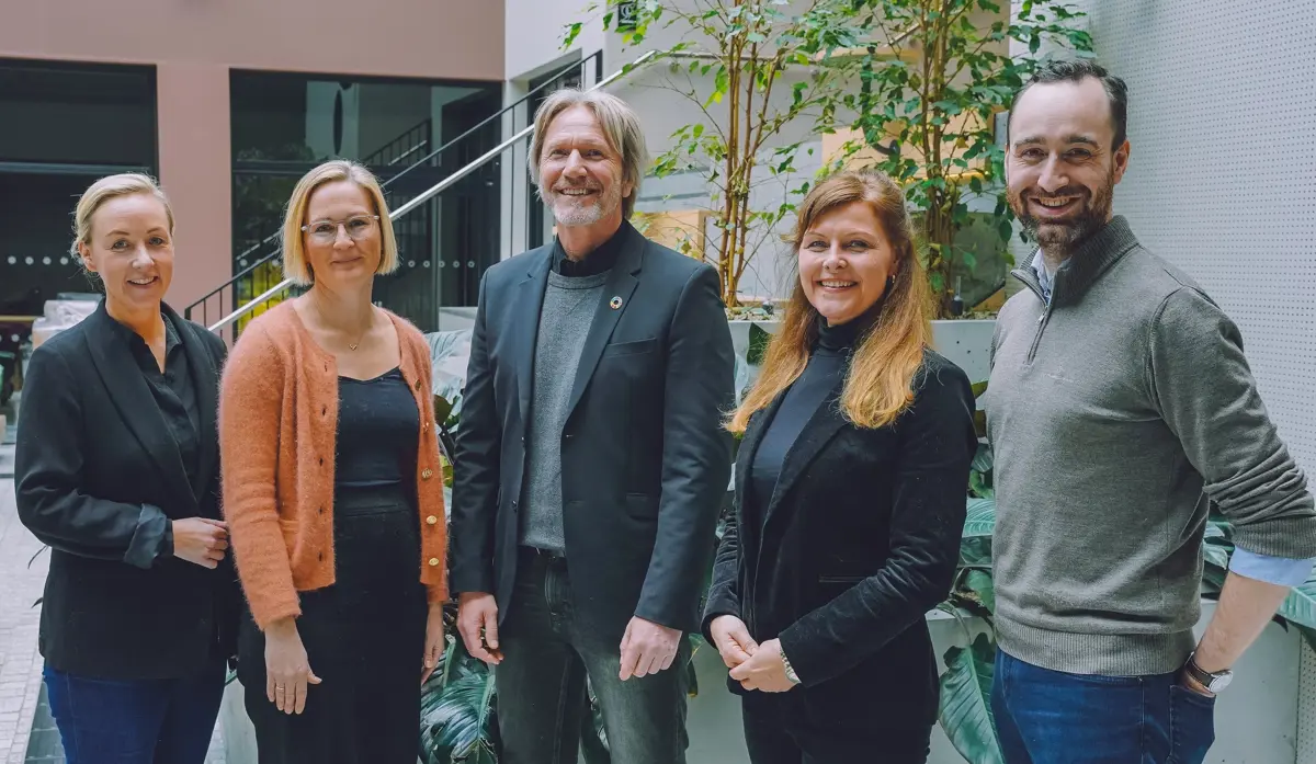 F.v.: Ingrid Michalsen – Næringsforeningen i Kristiansandsregionen, Julie Runde Krogstad - NORCE, Kjell-Ove Klauset – UN Global Compact / Om:sør, Marianne Rodvelt – UN Global Compact / Om:sør og Tobias Øverli - Spareskillingsbanken.