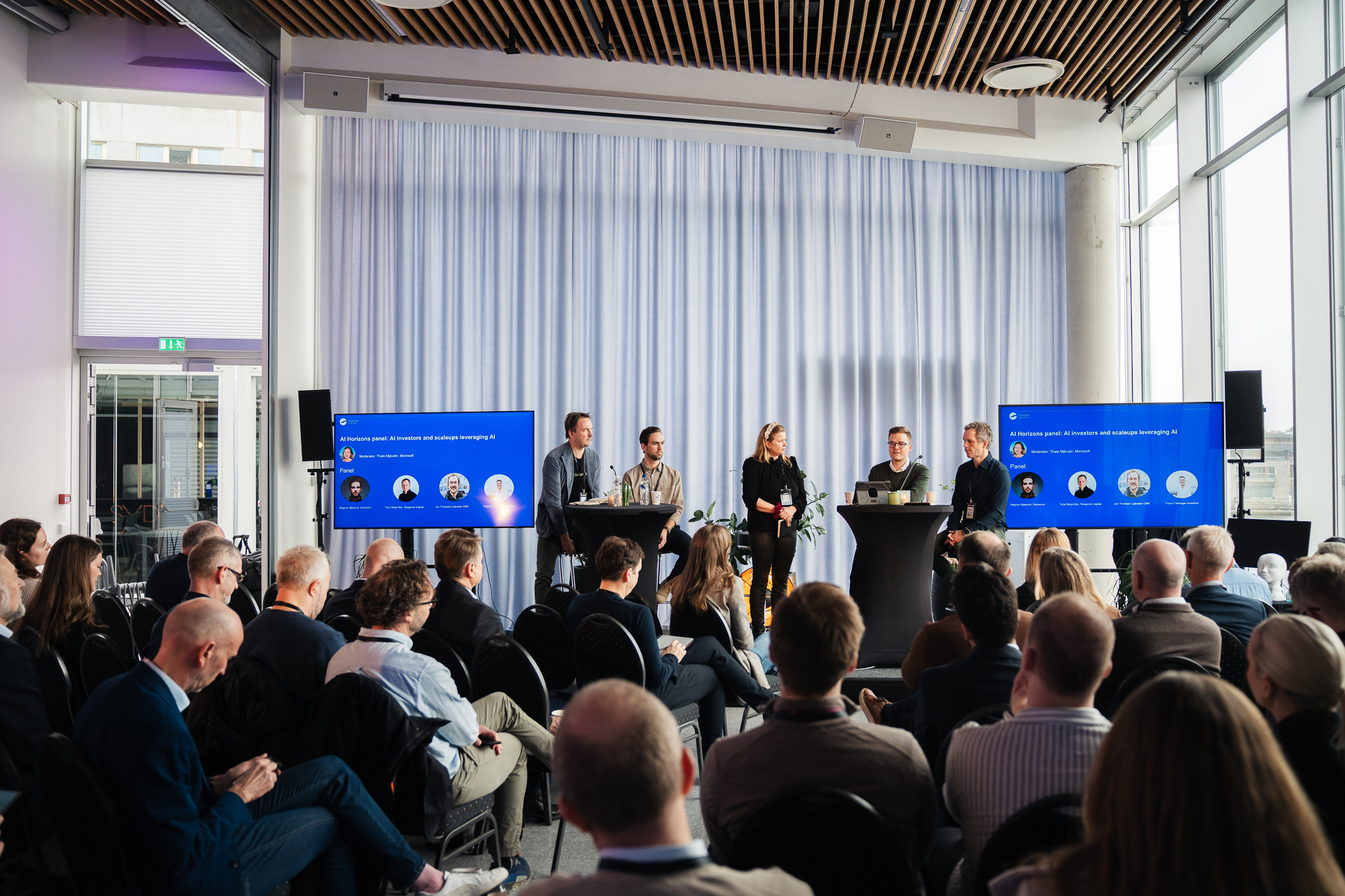 Fra Slush'D 2024. Paneldebatt om investeringer i AI på Skagerak Investor Lounge