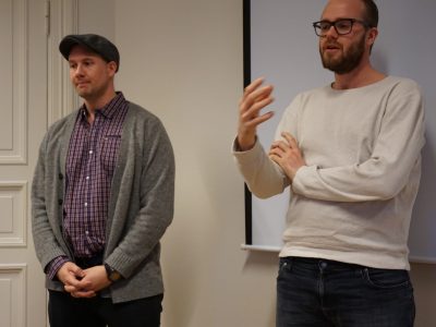 Daglig leder ved Håndverkeren, Nils Ronny Urdal, og Erik Wikstøl (t.h.).